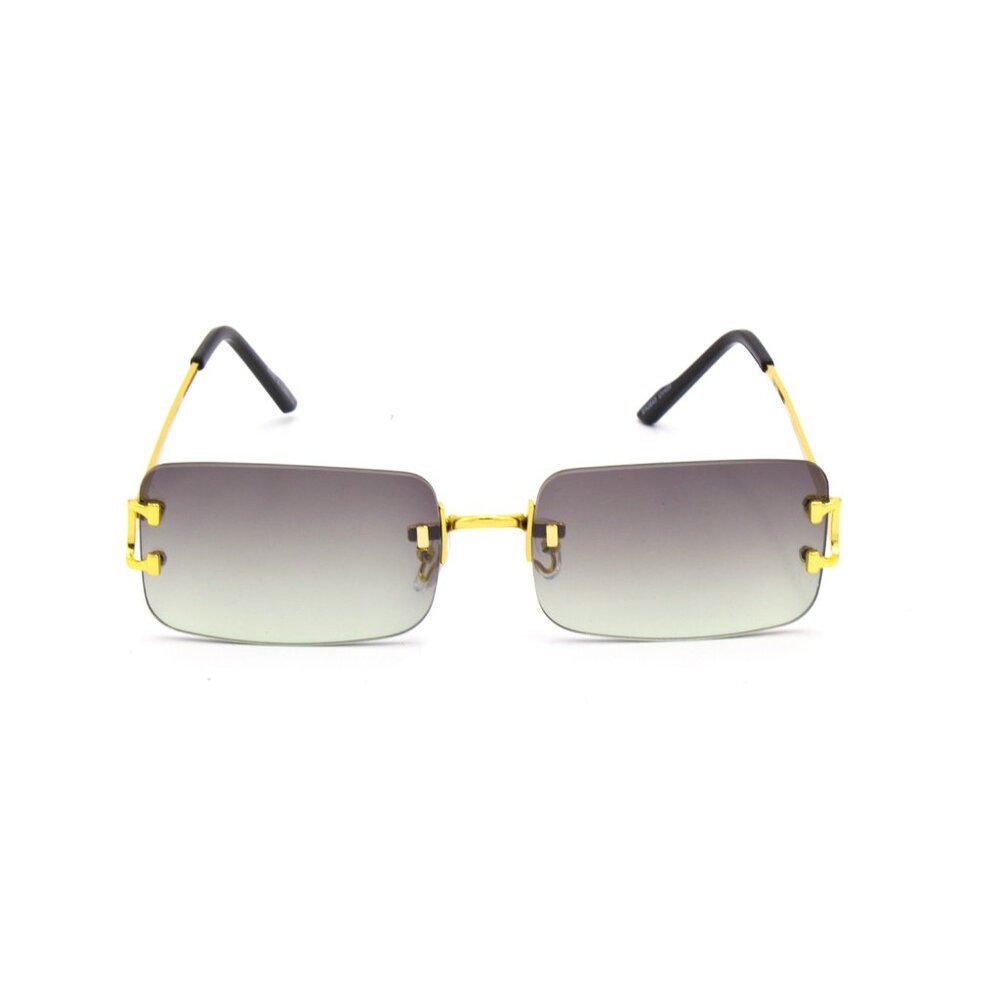 Men Women Sunglasses Square Green Lens Fashion Gold Frame Rapper Icedout Lentes‎